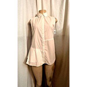 10Crosby Derek Lam Cotton Asymmetrical Layered White Sleeveless TunicSz 10 #1205